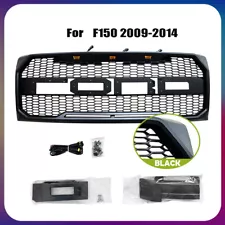 Front Grill For F150 2009-2014 10 11 12 13 F-150 Raptor Style Matte Black W/LED