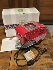 Scentsy Christmas Camper Wax Warmer Retro Red Camping Trailer Retired W/ Box