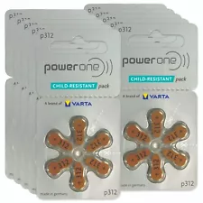 Power One Hearing Aid Batteries Size 312 p312 (60 Batteries) Expire date 07-2028