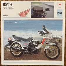 HONDA CX 500 TURBO 1981 Bike Motorcycle Photo Spec Info Card