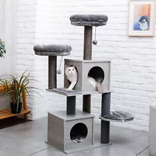 PAWZ Road 55" Modern Cat Tree Tower Scratching Post Furniture with 2 Large Condo