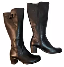 SALE * ECCO Black Leather Tall High Riding Boots EU 36 / US 5.5 / Zip Buckle