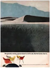 1961 Herman Miller Print Ad, Eames Chair Graceful Moving Gypsum Desert Sand Dune