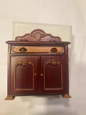 BESPAQ DOLLHOUSE MINI ORNATE LITTLE BURGUNDY BUFFET CABINET #2371, M/OB, NICE!!