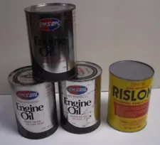 3 Qts AMSOIL Synthetic Motor Oil 10w-40 / 1 Qt Rislone Engine Treatment Tin Cans