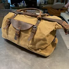 NEWHEY Water Resistant Canvas & Leather Duffel Travel Overnight Weekend Bag