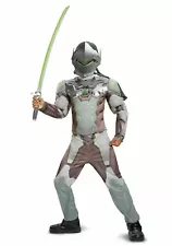 Blizzard Overwatch Boys Genji Muscle Jumpsuit Halloween Costume 10-12 Large #C41