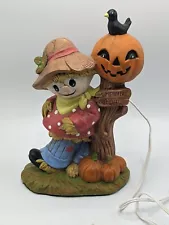 Vintage Night Light Lamp Ceramic Scarecrow Halloween "Pumpkins for Sale"