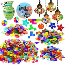 1100 Pcs Mosaic Tiles, Glass Mosaic Tiles for Crafts Bulk, Stained Mosaic Gla...