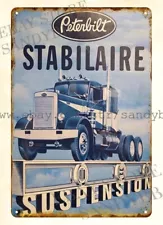 peterbilt big trucks suspension metal tin sign tin garage