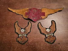 Vintage Harley Davidson Eagle Wings Patch Lot Of 3 Used Good Official 1980s