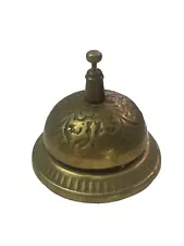 Vintage Solid Brass Ornate Hotel Front Desk Sales Service Counter Bell Art Deco