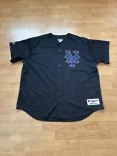 Authentic Majestic Mets Black Jersey Team Logo Initials Sz 2x