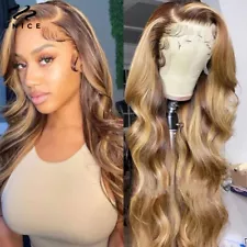 UNice Brazilian Ombre Highlight Blonde Body Wave 13x4 Lace Front Human Hair Wigs