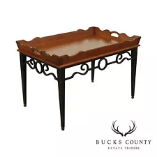 Quality Iron Base Wood Butlers Tray Top Coffee Table