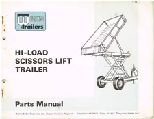 WEEKS HI-LOAD SCISSORS LIFT FARM TRAILER ORIGINAL 1971 FACTORY PARTS CATALOGUE