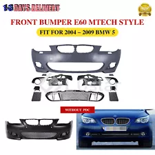 E60 Mtech Style Front Bumper For 2004-2009 BMW 5 Series Sedan Wagon W/o PDC