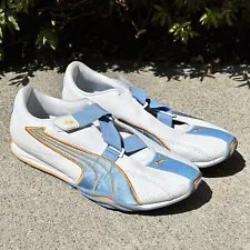 2000s Y2K PUMA CELL White/Blue/Yellow Cross Strap Running Shoes W9.5