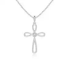 PURE IGNIS 0.05 Ct Solitaire Lab Grown Diamond Bow Cross Pendant in Silver