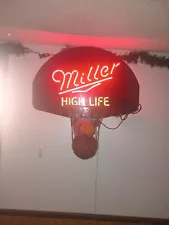 beer sign lighted vintage basketball hoop miller high life