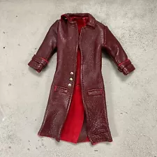 PB-LTC-RED2: 1/12 Red Faux Leather Wired Trench Coat for 6" Medium & slim body