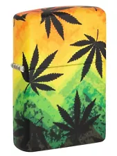 Zippo Lighter: Weed Leaves and Colors, 540 Color - Matte 49806