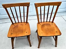 Vintage Set of 2 Ethan Allen Heirloom Nutmeg Maple Dining Chairs 10-6000