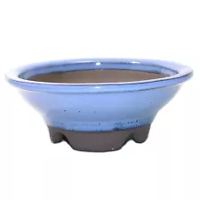 Bonsai Pot Ceramic Jin-Gasa Shape Glazed 5.75" Kinyo-Yu