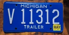 2002 Michigan Trailer License Plate # V 11312 Expired