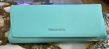 Eyeglass-Sunglass Leather Case Semi Hard Authentic Tiffany & Co. Turquoise Blue