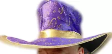 JUMBO SUGAR DADDY PURPLE HAT Adult Big Pimp Costume Gold Dollar Signs Funny Gag