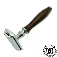 Wood Handle Double Edge DE Safety Razor for Him + 10 Blades FREE