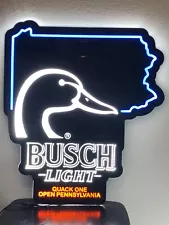 BUSCH LIGHT PENNSYLVANIA LED BEER BAR SIGN MAN CAVE GARAGE DECOR QUACK DUCK