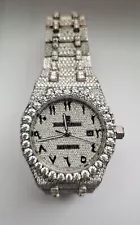 VVS Moissanite 41mm Silver Iced Out Diamond AP Watch