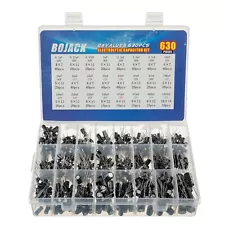 BOJACK 24Value 630Pcs Aluminum Electrolytic Capacitor Assortment Box Kit Range