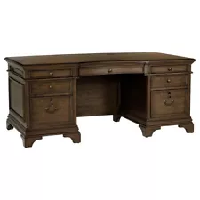 RUSTIC BURNISHED OAK PANELED EXECUTIVE DESK OFFICE FURNITURE