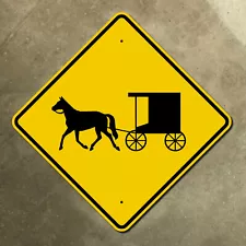 Horse buggy carriage crossing warning highway marker road sign pony coach 24x24