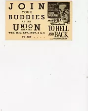 1955 "To Hell and Back" movie ad postcard, Audie Murphy film