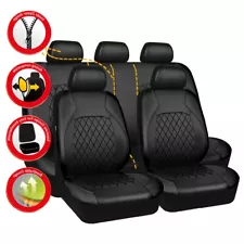 5-Seats Front Rear Car Seat Covers Full Set Leather Cushion Protector Waterproof (For: 2013 Chevrolet Impala)