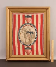 RARE Antique 1876 General George Washington Centennial Textile Parade Banner NR