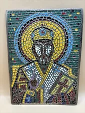 Vintage Leaded Religious Icon Mosaic