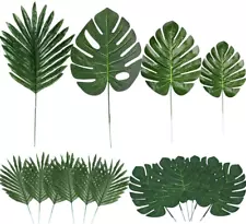 New Listing60 Pieces 4 Kinds Artificial Palm Leaves with Faux Stems Tropical Plant Leaves M