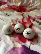 Authentic CHANEL White Tennis Balls Black CC Logo (Three For 80)