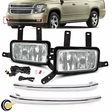 Fog Lights Lamps w/Chrome Trim+Switch+Bulbs For Chevy Suburban/Tahoe 2015-2020 (For: Chevrolet Tahoe)