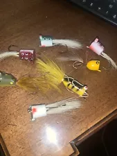 Vintage Fly Rod Lure Bass Popper Flies Lot of 7