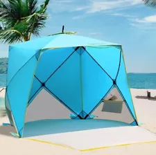 Pop Up Beach Tent, Portable Shade Sun Shelter UPF50+ UV Protection for 4 Blue