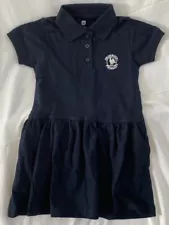 DENNIS Primrose School Uniform Navy Blue Jersey Polo Dress Girls Y2XS (3-4) ~NEW