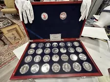 Vintage Collection of 30 Olympic Medals - 1896 thru 2008 - Wooden Case and Glove