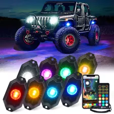 8 Pods RGBW LED Rock Light Neon Underglow Kit APP Remote Control ATV UTV Trucks