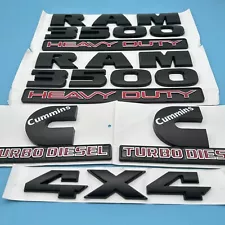 5PC Fender Door Tailgate Emblem For RAM 3500 Heavy Duty 4X4 Cummins Turbo Diesel